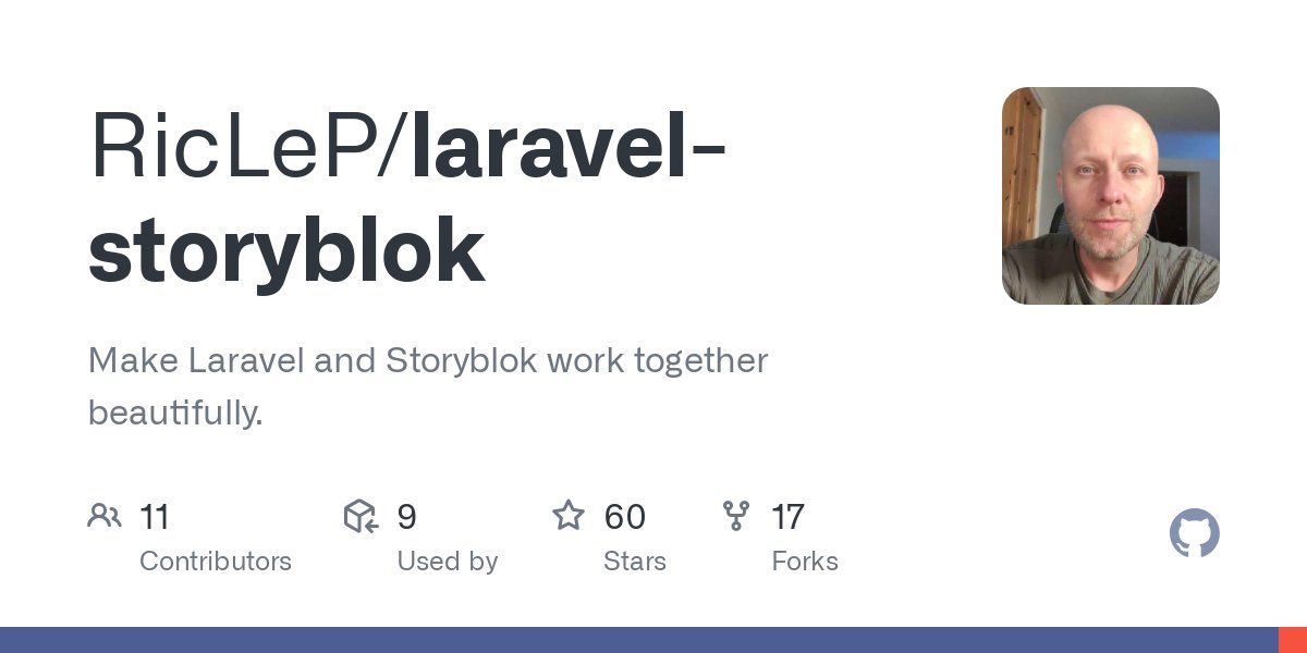 RicLeP's tweet card. Make Laravel and Storyblok work together beautifully. - RicLeP/laravel-storyblok