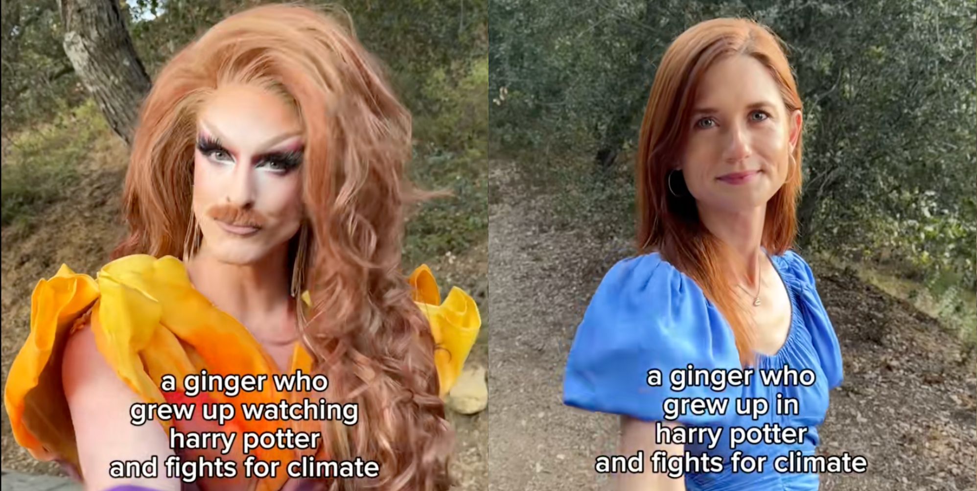 PinkNews's tweet card. Harry Potter star Bonnie Wright has teamed up with American drag star Pattie Gonia for a surprising TV project.