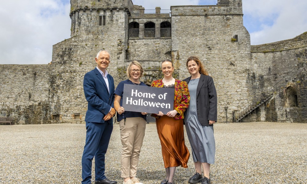 ilovelimerick's tweet card. Fáilte Ireland Home of Halloween 2025 Limerick launch in King John’s Castle.Stephane Duclot, Eileen Coleman, Eibhlís Maher and Caoimhe Seoige – Picture by: Kieran Ryan-Benson Limerick is planning its...