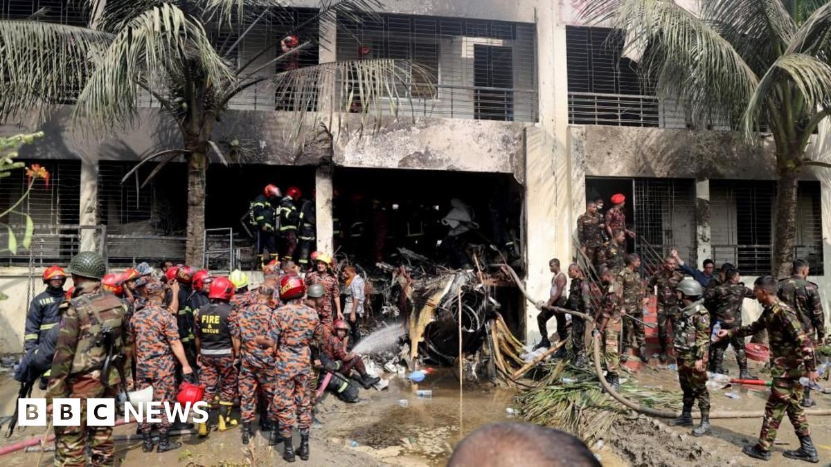 BBCBreaking's tweet card. The air force training aircraft crashed into a school campus in the capital Dhaka.