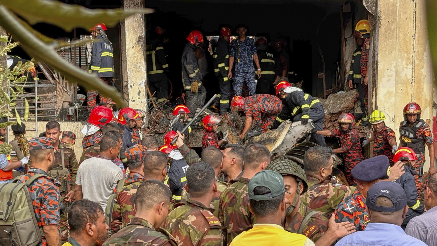 AP's tweet card. A Bangladesh Air Force training aircraft has crashed into a school campus in Dhaka’s northern Uttara neighborhood, killing at least 16 people, according to officials and local media.
