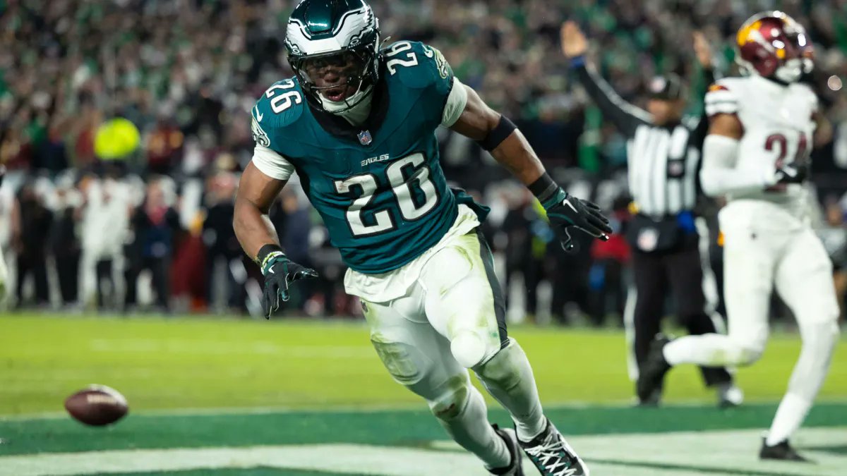 NBCSPhilly's tweet card. Reigning Offensive Player of the Year Saquon Barkley takes his spot on list of most important Eagles of 2025.