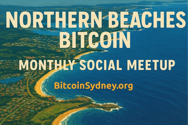 ShopBitcoinAus's tweet card. This month’s Bitcoin Northern Beaches Meet-up will be held at the **Noble Craft** Distillery This is a unstructured meetup that encourages open discussions, making it an e