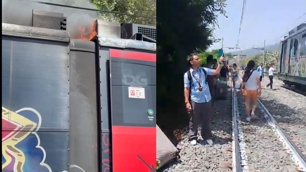 semioticmonkey's tweet card. Incendio scoppiato sulla linea Napoli-Sorrento tra le stazioni Torre Annunziata e Pioppaino