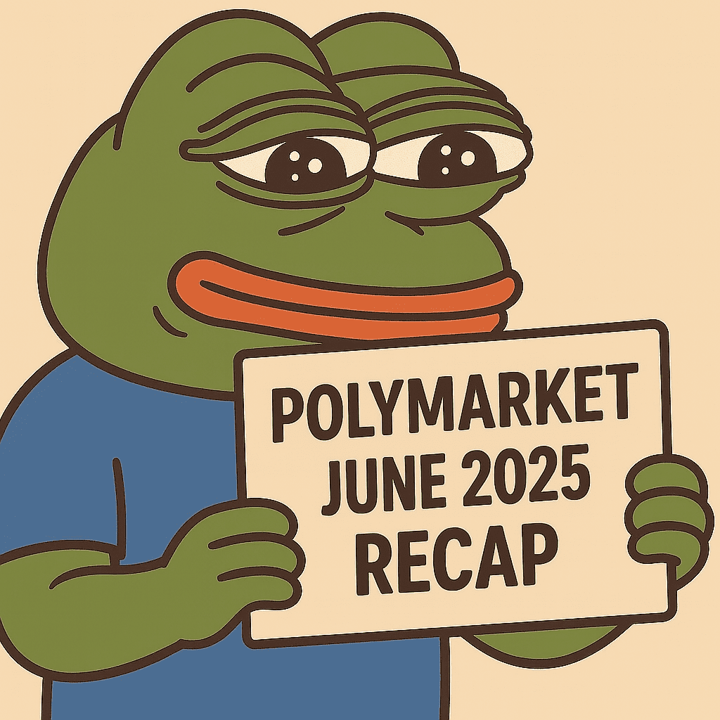 Polynoob_'s tweet card. Another month, another lore recap, here's what happened in Polymarket lore recap june 2025