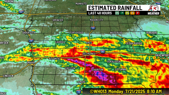 WXMegs's tweet card. IOWA — Numerous rounds of rain during the weekend soaked central Iowa since Saturday morning. Severe storms fired up in the early morning hours of Saturday, dropping across Central Iowa and t…