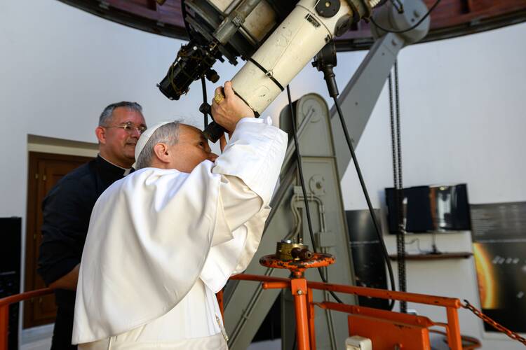 americamag's tweet card. Pope Leo XIV marked the 56th anniversary of man’s arrival on the moon Sunday with a visit to the Vatican astronomical observatory in Castel Gandolfo and a call to astronaut Buzz Aldrin.