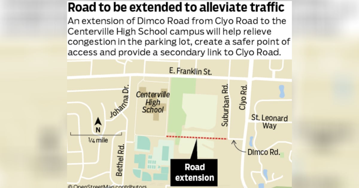 eschwartzberg's tweet card. Dimco Way is being extended approximately 2,000 feet from Clyo Road to Centerville High School to help reduce traffic congestion and improve roadway access.