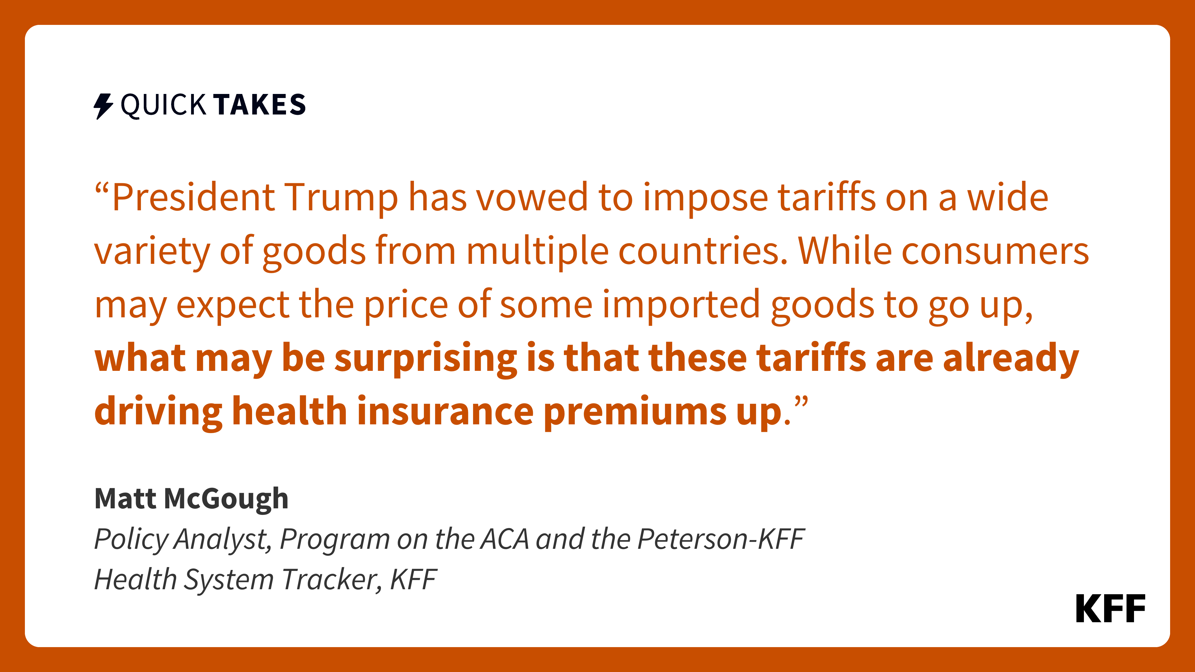 mcgough_matthew's tweet card. President Trump has vowed to impose tariffs on a wide variety of goods from multiple countries. While consumers may expect the price of some imported goods to go up, what may be surprising is that...