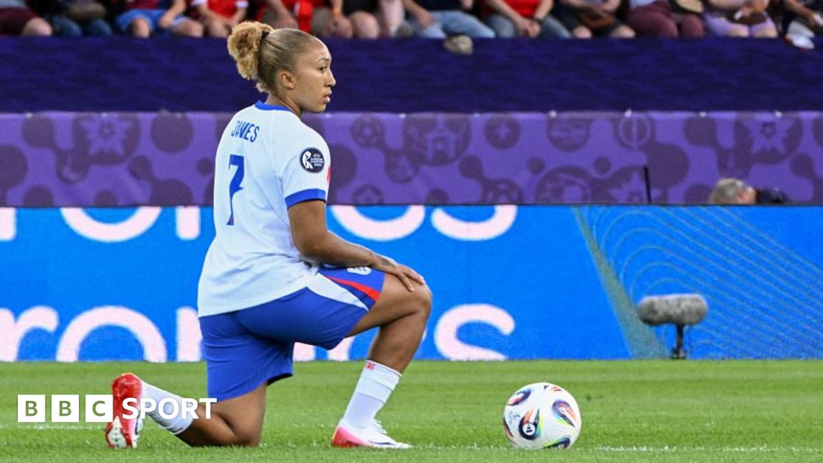 azwozhere's tweet card. The head of football's international anti-discrimination body, Fare, questions England's decision to stop taking the knee at Euro 2025 after Jess Carter was racially abused on social media.