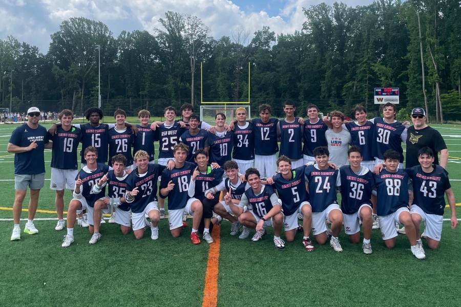 Inside_Lacrosse's tweet card. On the strength of good goalie play, a balanced offensive effort, a 66% day at the face-off X and great juice on the bench, USA West topped