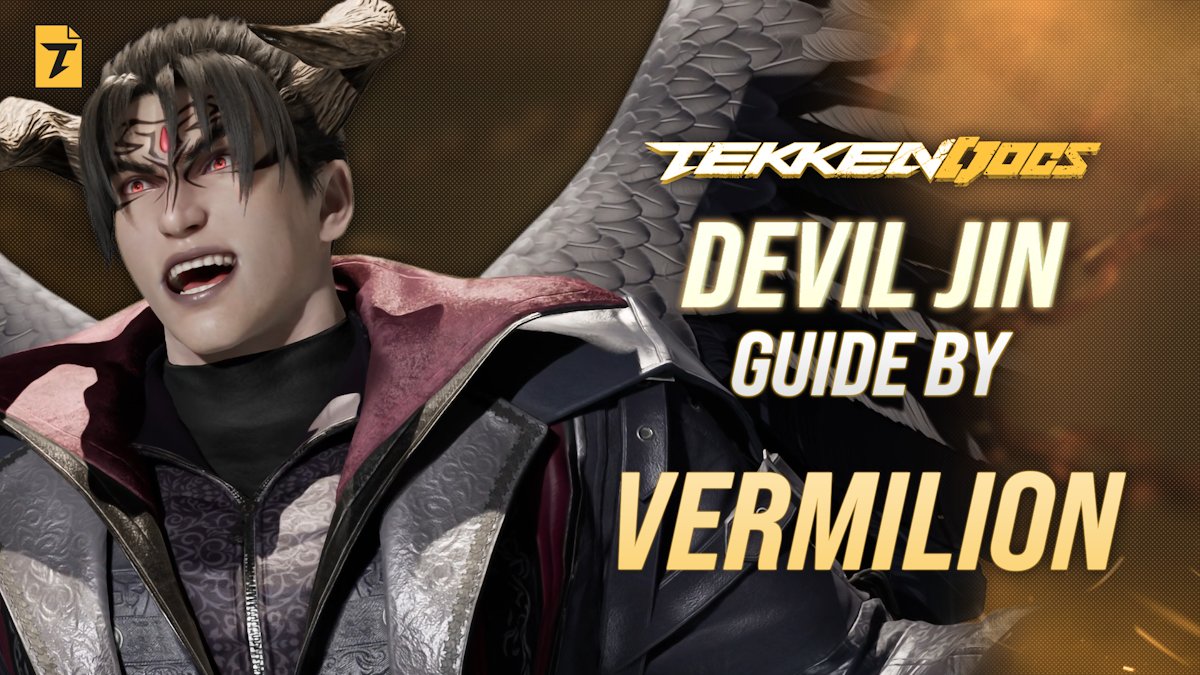 tekkendocs's tweet card. An overview of the most important information for Devil-jin in Tekken 8. Quickly learn how to play the character by learning key moves, punishers, and combos.