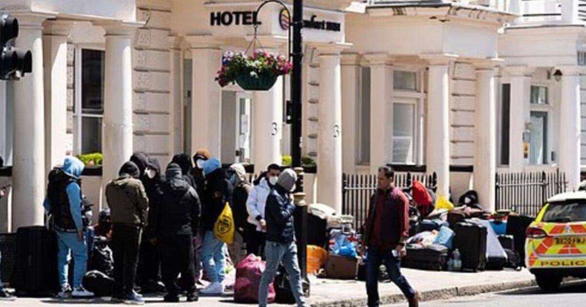 UK_Needs_Reform's tweet card. It comes after it was revealed that dozens of criminal charges were brought against migrants in one hotel.