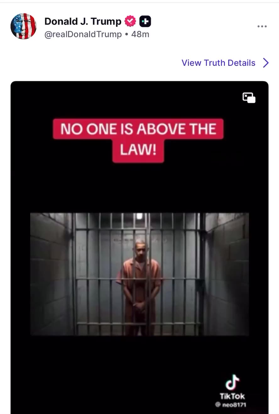 FAllanRoth1's tweet card. Trump just Truthed an AI generated video of Obama getting taken down, HANDCUFFED & thrown into a JAIL cell! https://x.com/i/status/1947085416806670847