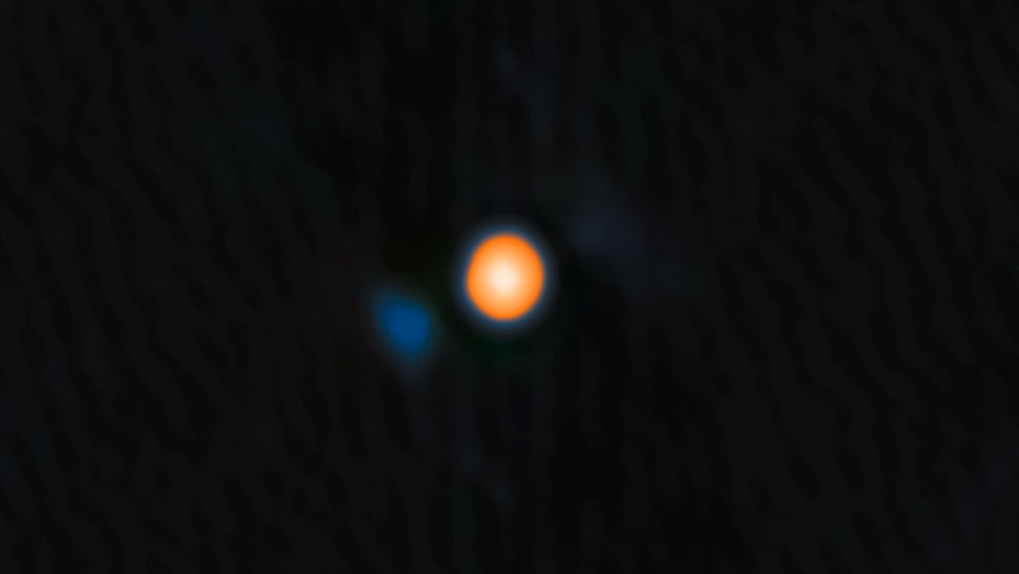 SpaceNewsFL's tweet card. Revealed by advanced imaging, the long-sought "Betelbuddy" is much smaller and fainter than Betelgeuse and orbits within the supergiant’s atmosphere.