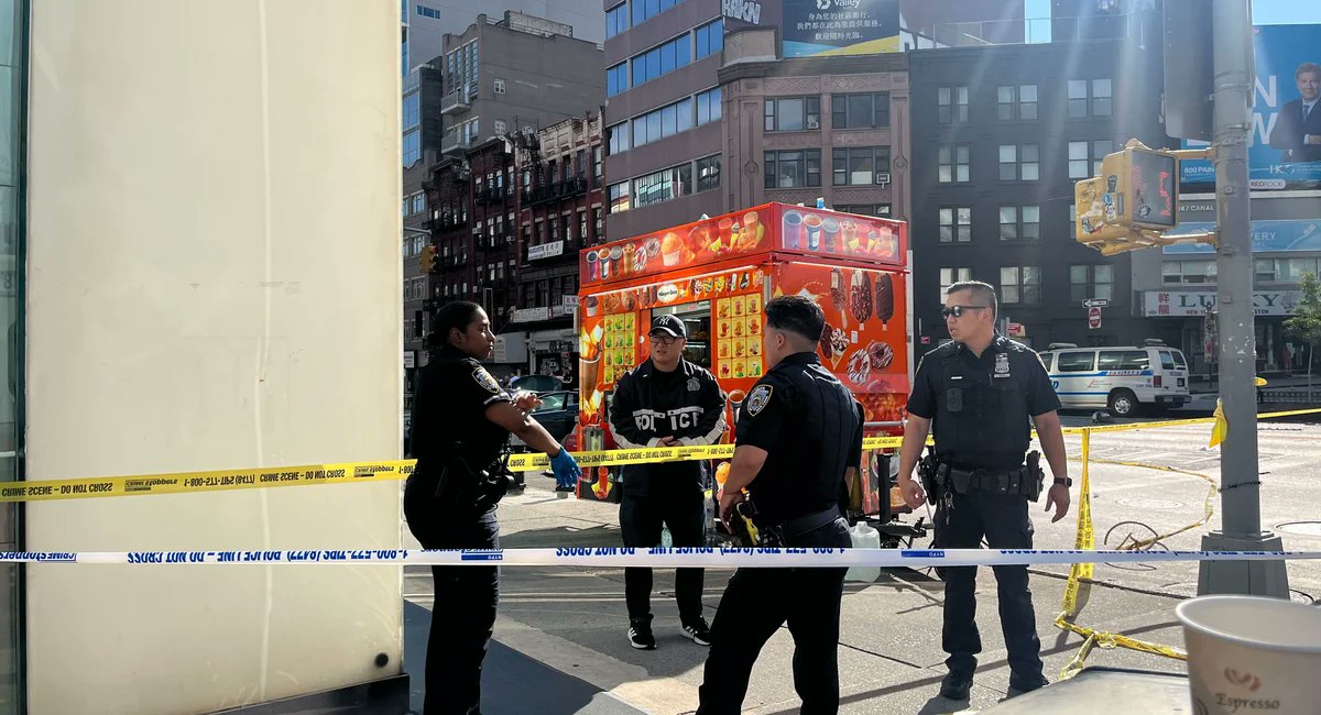 Gothamist's tweet card. The passenger is facing multiple charges, including unauthorized use of a vehicle and criminal possession of a weapon.