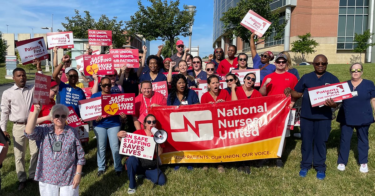 NationalNurses's tweet card. RNs at Ascension Saint Agnes Hospital in Baltimore, Md., gave notice to their employer today that they will hold a strike for one day on July 24 to protest the Ascension management’s refusal to...