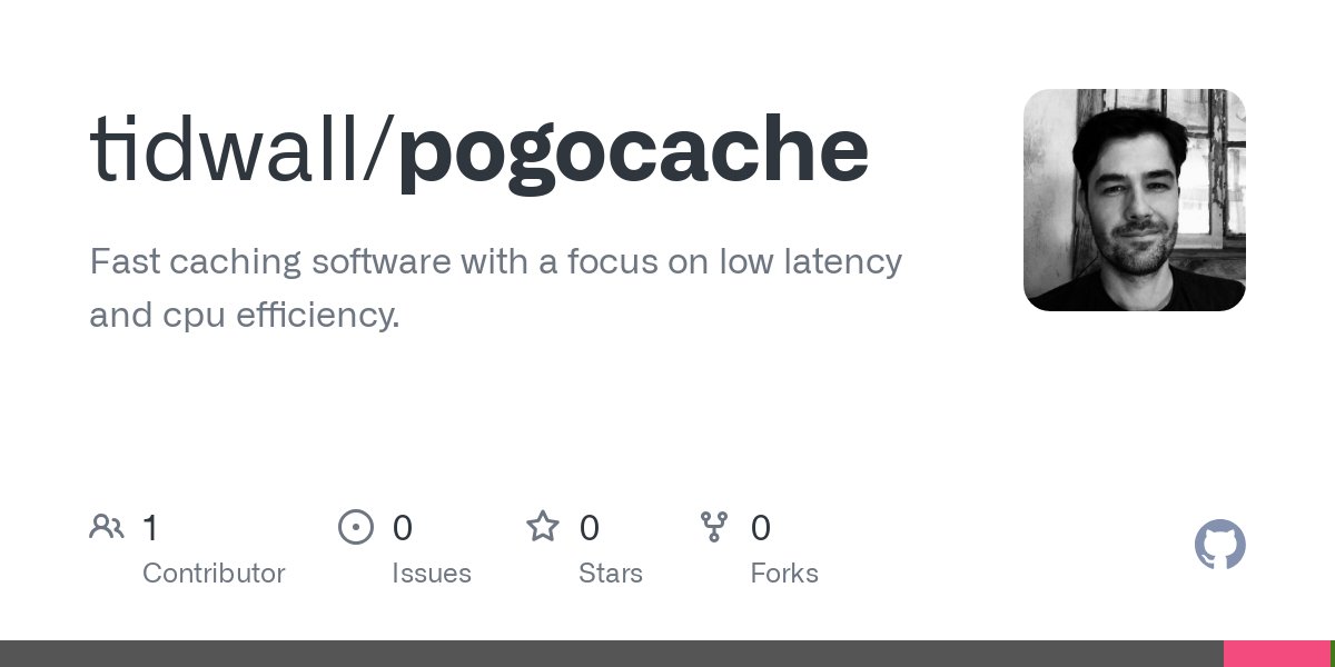tidwall's tweet card. Fast caching software with a focus on low latency and cpu efficiency. - tidwall/pogocache