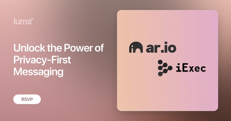 iEx_ec's tweet card. iExec × AR.IO Technical Demo: Web3 Telegram Join us for a hands-on live session showcasing how iExec and AR.IO are powering privacy-first messaging on Telegram…