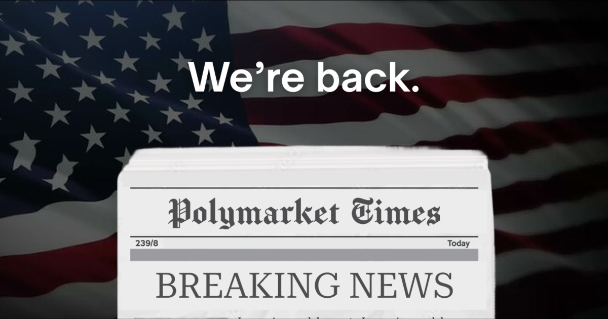 Polymarket's tweet card. Join waitlist ›