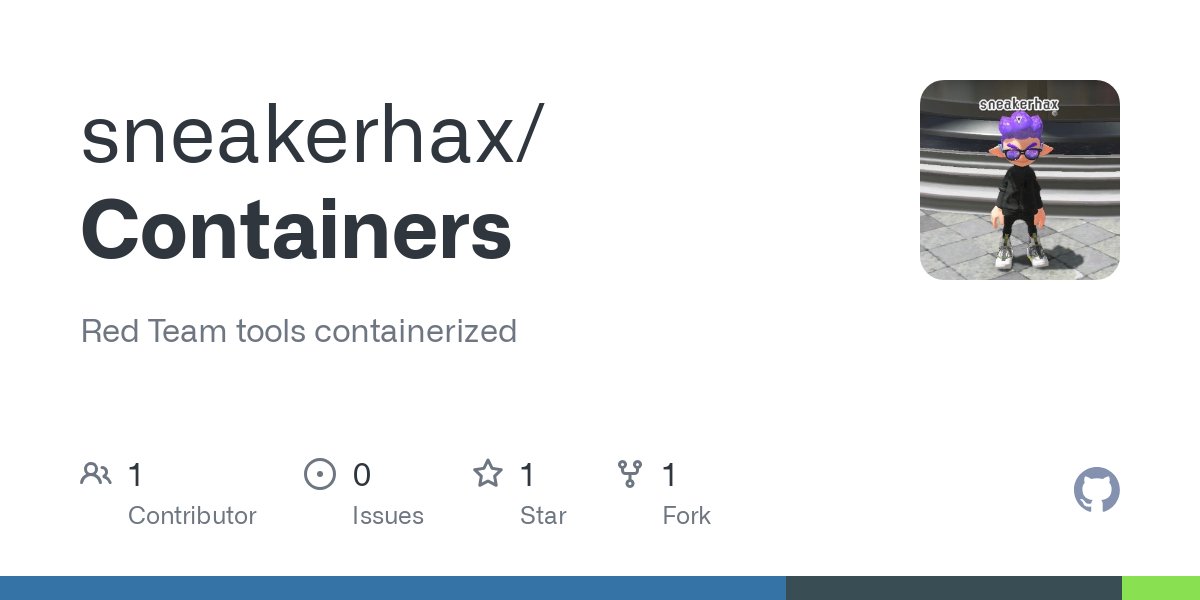 sneakerhax's tweet card. Red Team tools containerized. Contribute to sneakerhax/Containers development by creating an account on GitHub.