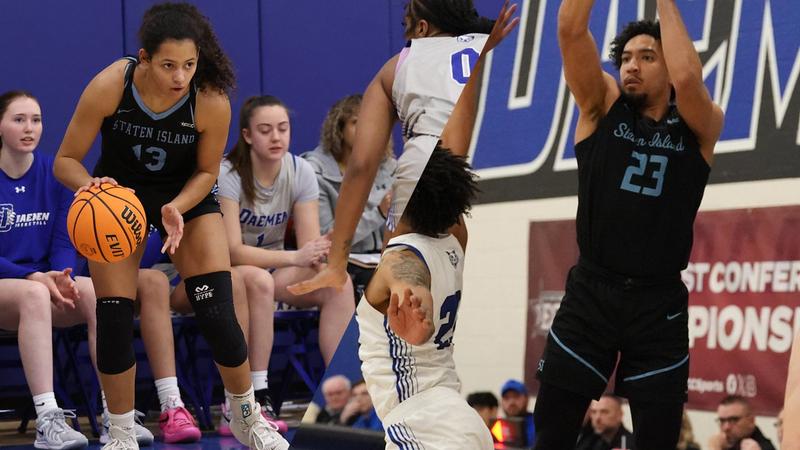 CSIDolphins's tweet card. It was announced earlier today that Jenalyse Alarcon and Messiah Mallory have both been named East Coast Conference Scholar-Athlete of the Year for their respective sports as part of the ECC end-of...