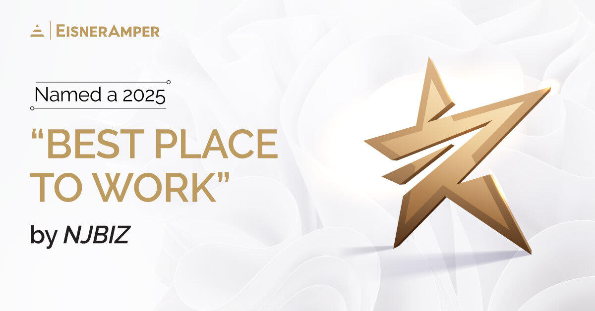 EisnerAmper's tweet card. For the fifth consecutive year, EisnerAmper has been named to the NJBIZ list of “Best Places to Work” in the large company (250-plus employees) category.