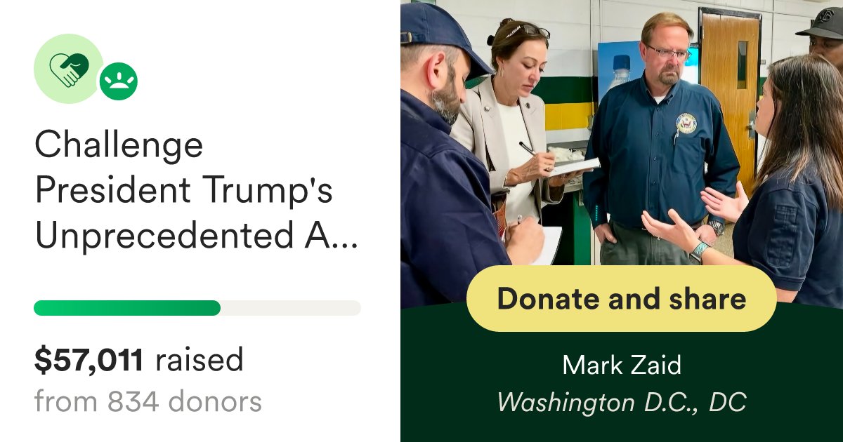 MarkSZaidEsq's tweet card. This fundraiser is to help us provide pro bono legal representation to M… Mark Zaid needs your support for Challenge President Trump's Unprecedented Authority