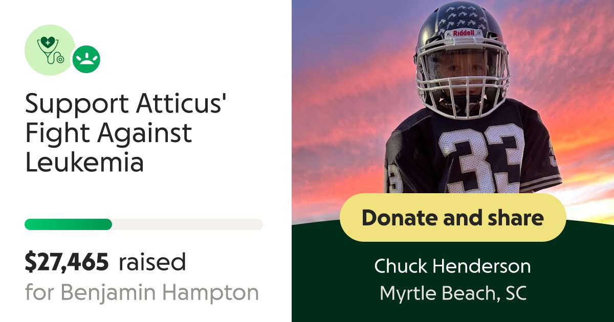 jwedrasc's tweet card. The Hampton family (Ben, Catherine, Atticus and Lily) is asking for your… Chuck Henderson needs your support for Support Atticus' Fight Against Leukemia