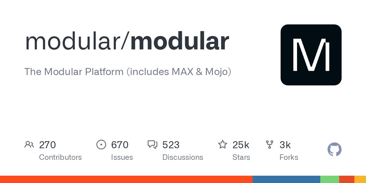 Modular's tweet card. The Modular Platform (includes MAX & Mojo). Contribute to modular/modular development by creating an account on GitHub.