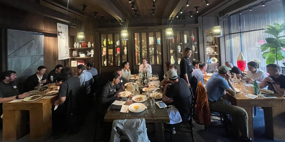 BusinessInsider's tweet card. Dylan Serota hosts a monthly dinner with startup CTOs across the country. He said none of his guests believe AI will cut down their teams.