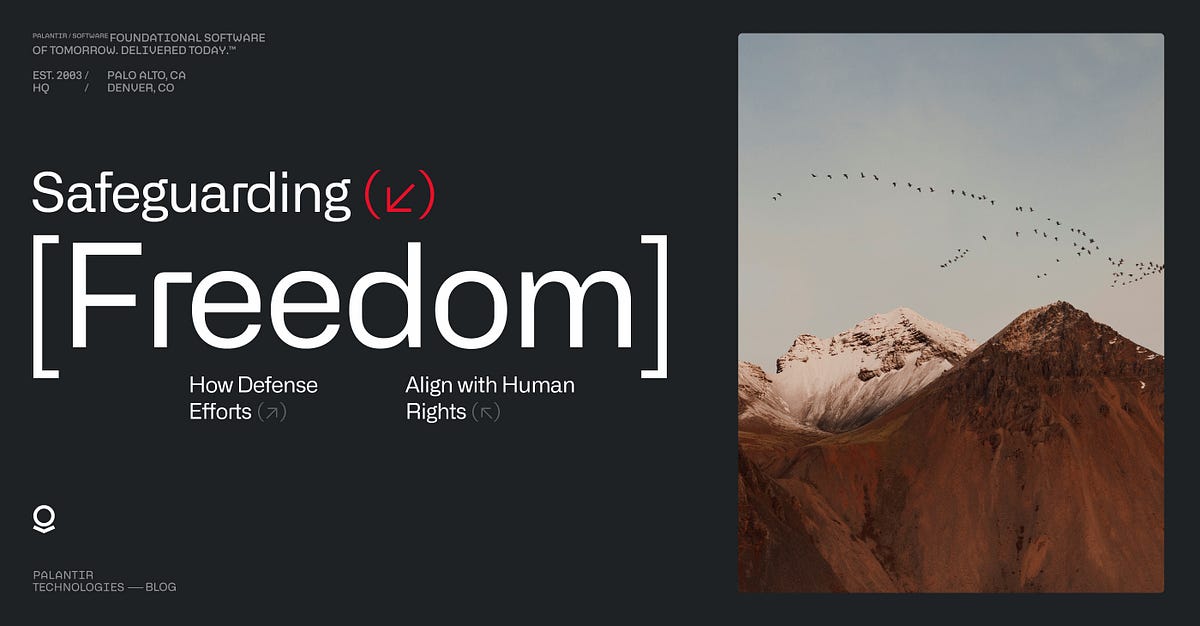 PalantirPrivacy's tweet card. How defense efforts align with human rights