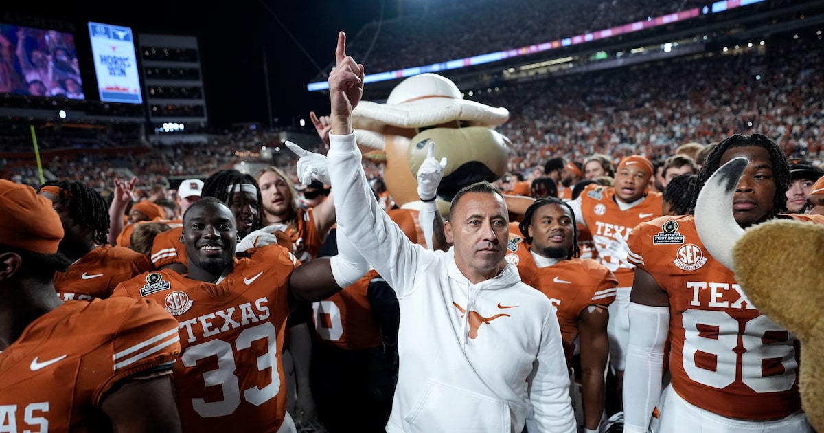 SportsDayHS's tweet card. Texas coach Steve Sarkisian is among many who don’t expect schools will stay under the cap imposed by the House vs. NCAA settlement.