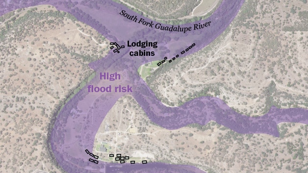 mollyhf's tweet card. Many camps in the Guadalupe river region are adjacent or are partially inside high-risk flood zones, according to maps from the Federal Emergency Management Agency.