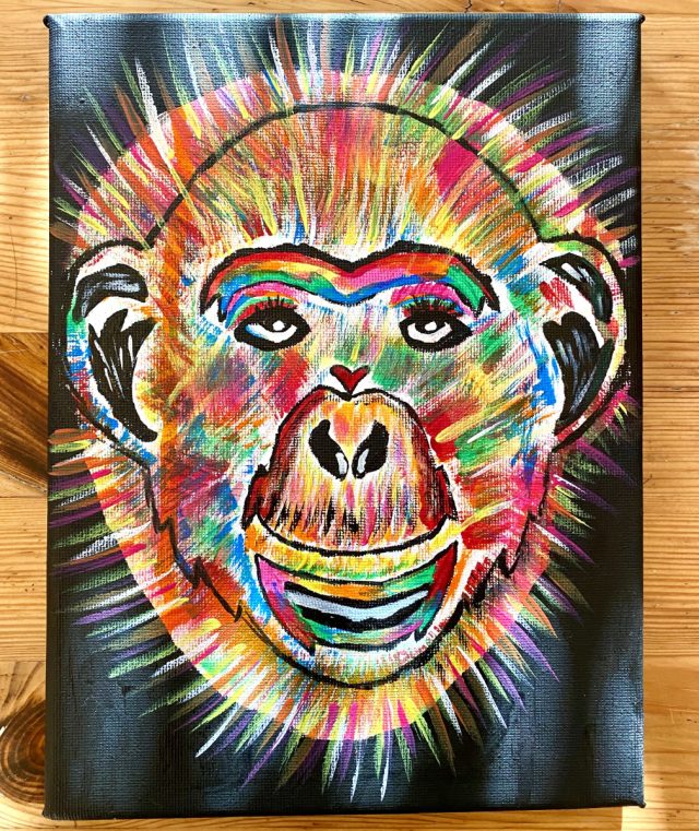 Harti239's tweet card. Einfach mal bunt drauflos gemalt, und dann wurde es Mr. Monkey. Herr Erdmann brauchte einen Kumpel. Sagt mir, was Ihr seht. Ich habe z.B. einen Löwenkopf gesehen, oder eine Seeschlange mit Totenkop…