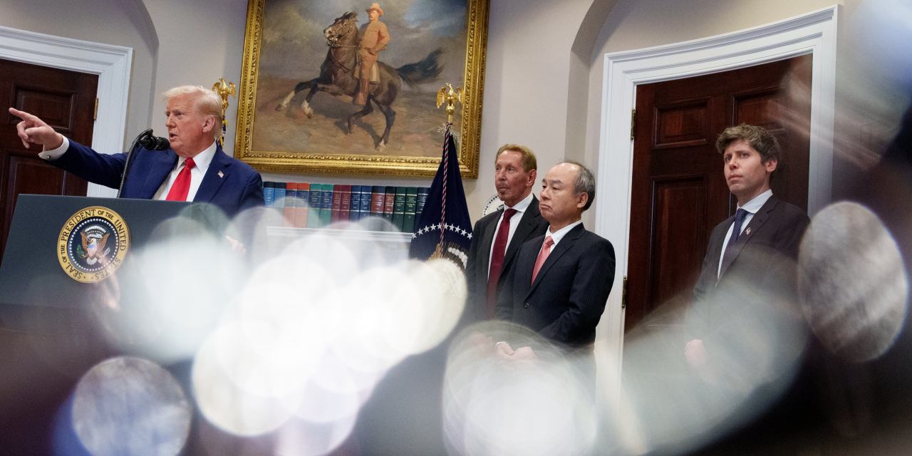 WSJ's tweet card. The Stargate venture, introduced at a White House event, is now setting the more modest goal of building a small data center by year-end