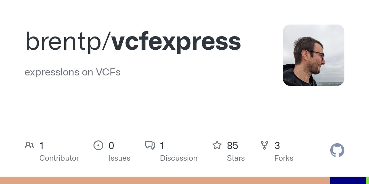 brent_p's tweet card. expressions on VCFs. Contribute to brentp/vcfexpress development by creating an account on GitHub.