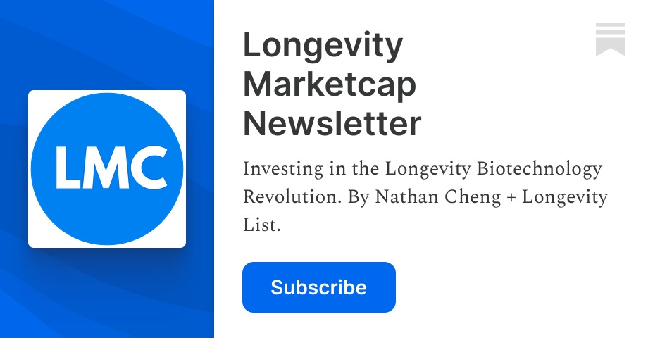 realNathanCheng's tweet card. Investing in the Longevity Biotechnology Revolution. By Nathan Cheng + Longevity List. Click to read Longevity Marketcap Newsletter, by Nathan S. Cheng, a Substack publication with thousands of...