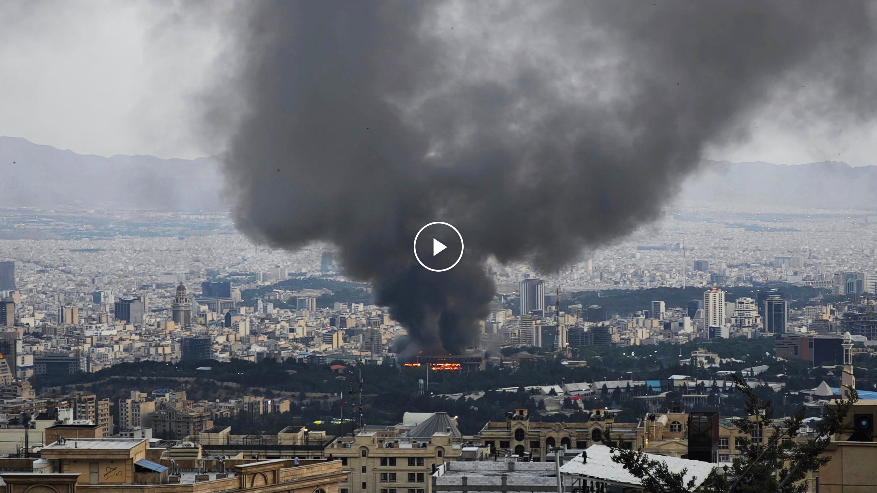 cintrieri's tweet card. Black smoke billowed from the Iranian state TV headquarters after an Israeli strike hit the building on Monday. The attack comes as the fighting between Israel and Iran show no signs of slowing down.