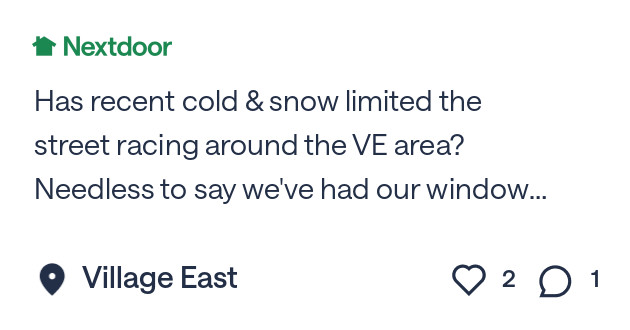 BlusteryBob's tweet card. Has recent cold & snow limited the street racing around the VE area?