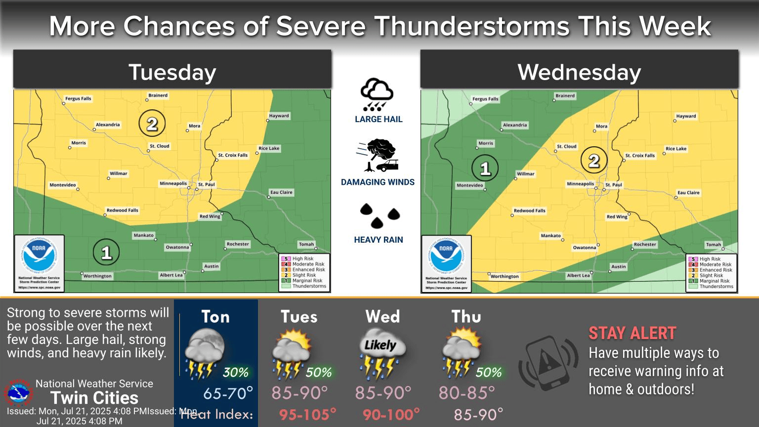 paulhuttnerwx's tweet card. A hot steamy week will produce occasional waves of thunderstorms especially in northern Minnesota.