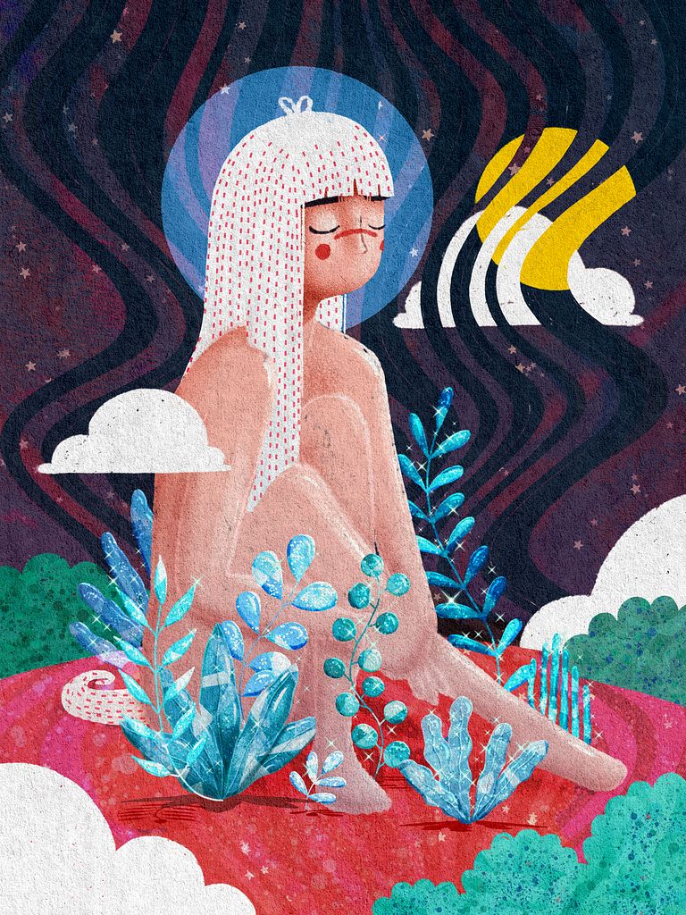 theblkchain's tweet card. A moment's pause, a breath, a sigh... Digital Illustration Melda VNH 2025.