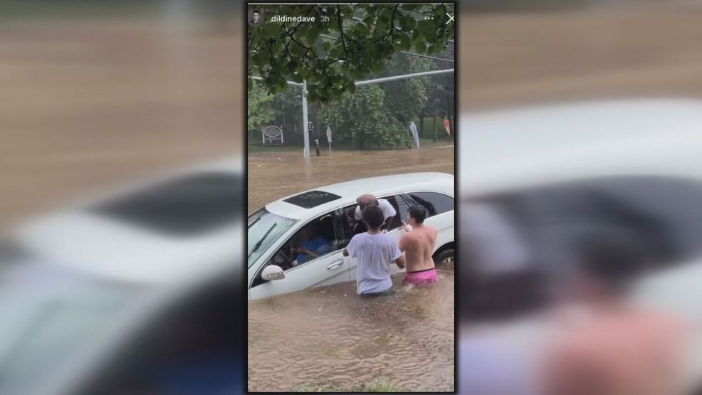 7NewsDC's tweet card. Pierce Tewksbury home from college for the summer was at first having fun narrating his video of the flash flood happening before his eyes.Watching cars drive