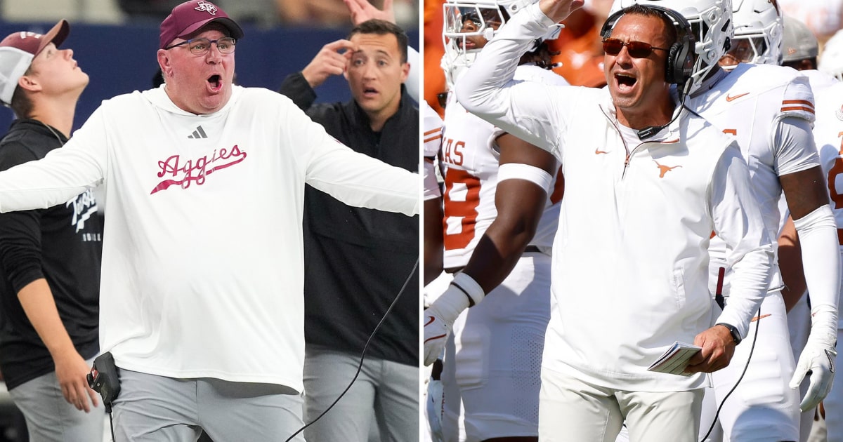 SportsDayHS's tweet card. Texas coach Steve Sarkisian and Texas A&M’s Mike Elko were among the in-state coaches to emphasize local high school recruiting at this week’s THSCA convention.