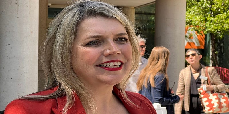 PollTracker2024's tweet card. Alexis Hill will face Aaron Ford in the Democratic primary. The Washoe County Commission chair plans a formal campaign announcement in August.