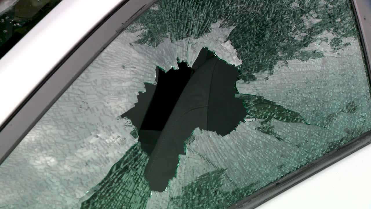 KSTP's tweet card. More than 70 windows were smashed and vehicles were broken into early Monday morning.