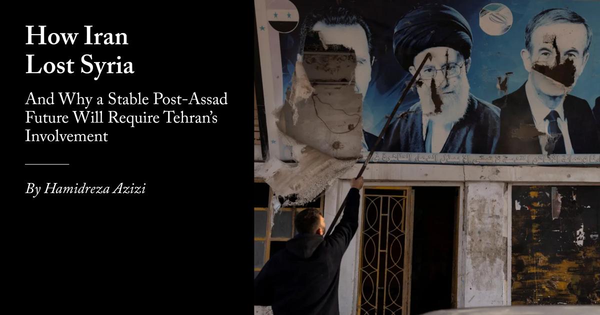 HamidRezaAz's tweet card. A stable post-Assad future will require Tehran’s involvement.