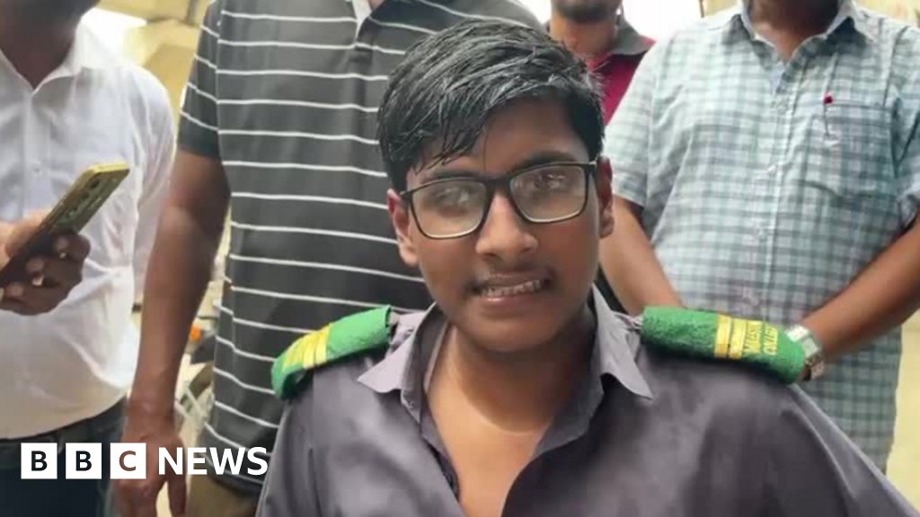 BBCNews's tweet card. Farhan Hasan had just sat an exam when a Bangladeshi air force jet crashed into his school, killing at least 20 people.