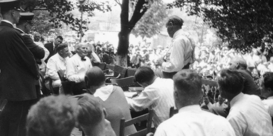 cnalive's tweet card. On July 21, 1925 — a century ago today — substitute teacher John T. Scopes was found guilty of violating a state ban on teaching evolution in schools.