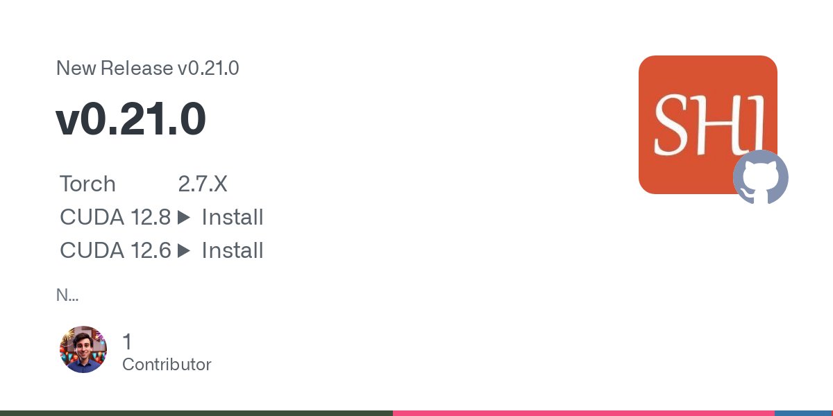 AliHassaniJr's tweet card. Torch 2.7.X CUDA 12.8 Installpip3 install natten==0.21.0+torch270cu128 \ -f https://whl.natten.org CUDA 12.6 Installpip3 in...